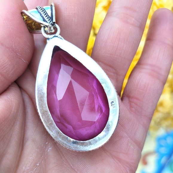 💗Vintage Kunzite Gemstone Pendant Sterling Silver 925 - Picture 2 of 2
